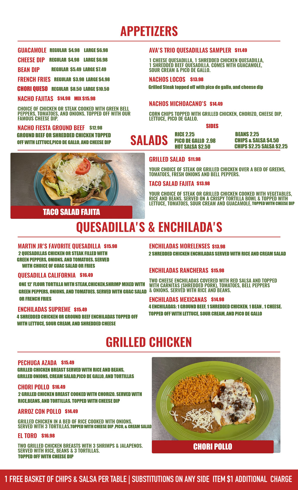 Our Menu Maria S Mexican Restaurant